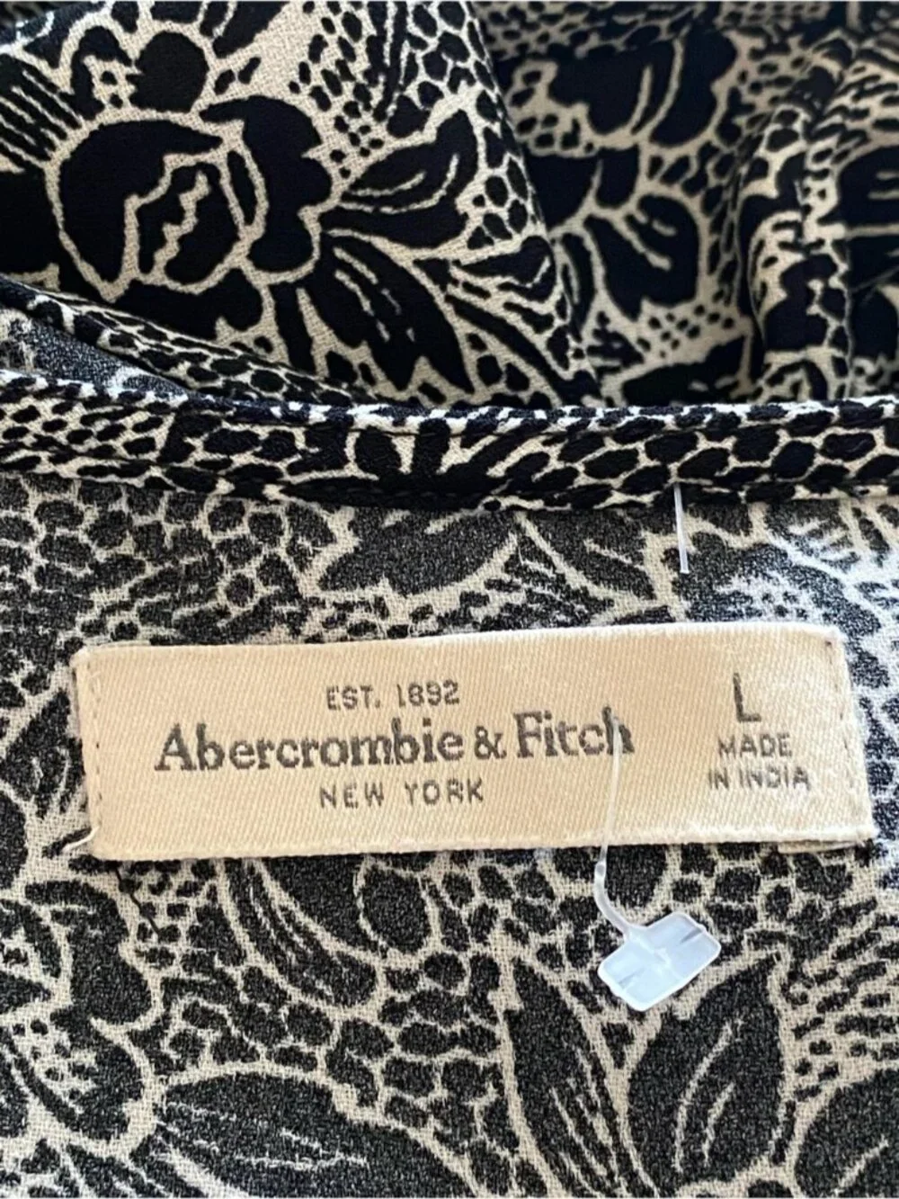 Abercrombie & Fitch Floral Wrap Midi Dress Woman Large Black White Sleeveless